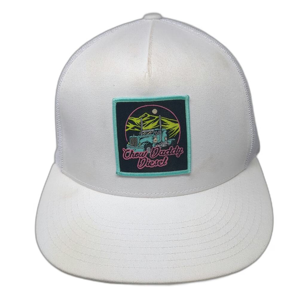 Yupoong Trucker Hat White One Size Chow Daddy Diesel Patch Mesh Snapback Hat